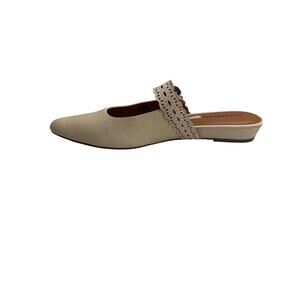 Lucky Brand Nicona Slides Slip On Mules Shoes Buff Cream Leather Size 10 Preppy